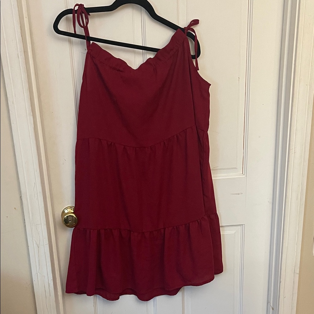 SHEIN Red Tiered Maxi Dress with Tie Straps